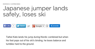 Illustration for article titled Japanese Skier Breaks Arm In Crash; NBC Video Says He "Lands Safely"